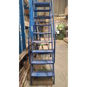 Blue Industrial Warehouse Steps Mobile Safety Wheels Step Ladder